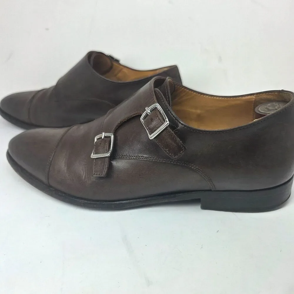 Suit Supply Mens Brown Leather Double Monk Strap Shoes Size US 9.5 M EUR 42.5
